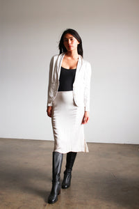 1990s Metallic Rayon Bias Skirt Set