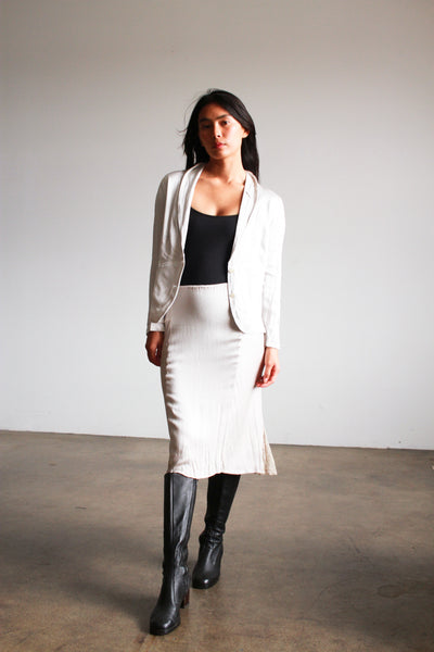 1990s Metallic Rayon Bias Skirt Set