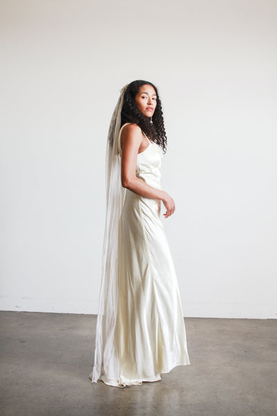 1990s Pearl Rayon Corset Bias Gown