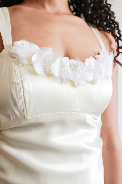 1990s Pearl Rayon Corset Bias Gown