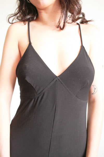 1990s Norma Kamali Black Jersey Knit Jumpsuit