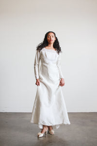 1960s Pearl White Empire Waist Lace Long Sleeve Dress – Blossom Vintage