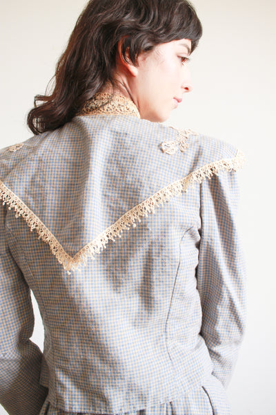 1980s Blue Gingham Victorian Skirt Set