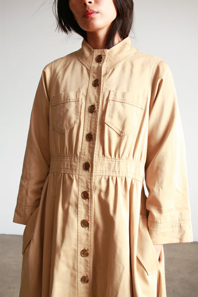 1970s Khaki Button Down Coat Dress