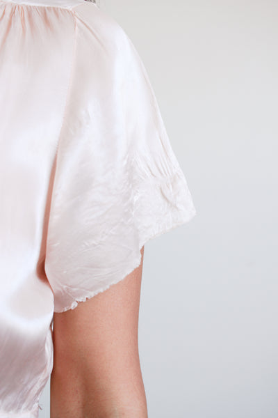 1940s Ballet Pink Rayon Bias Collared Night Gown