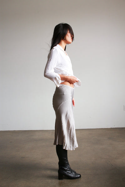 1990s Silver Metallic Bias Skirt