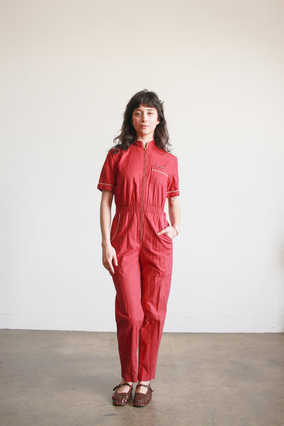 1980s St. Germain Berry Cotton Jumpsuit