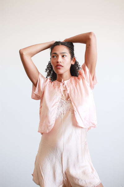 1940s Rose Rayon Bed Jacket