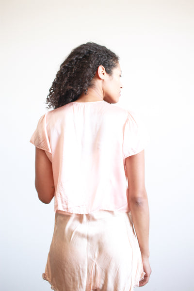 1940s Rose Rayon Bed Jacket