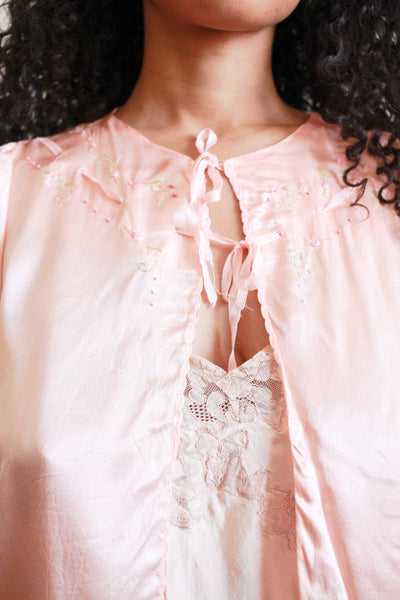 1940s Rose Rayon Bed Jacket