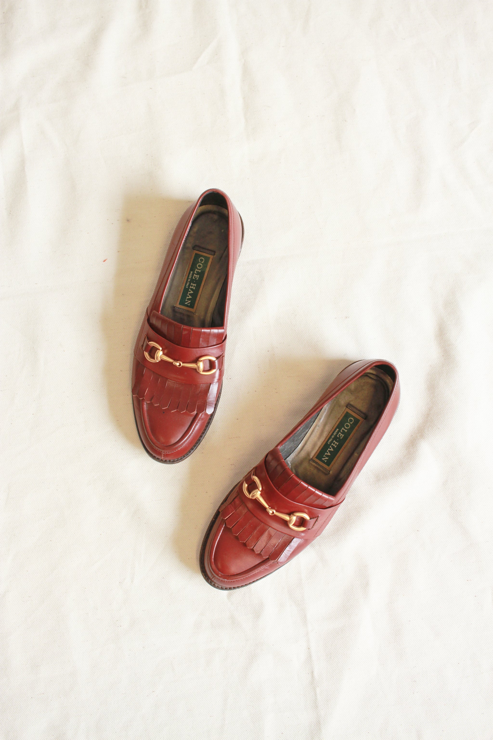 Vintage Cole Haan Country Crafted in Italy Red Label Basket Weave Loafers 1990s Brown Leather Cole Haan Horse-Bit Loafers | 7.5  main image 3