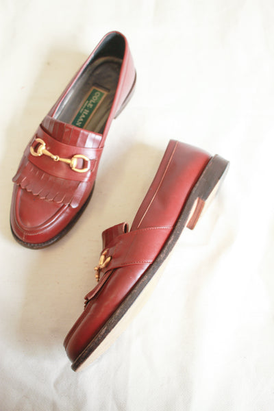 1990s Brown Leather Cole Haan Horse-Bit Loafers | 7.5