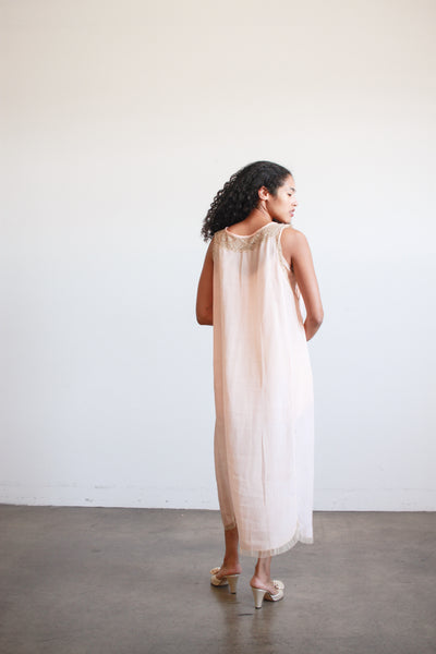 1920s Ballet Pink Silk Lace Trim Dress