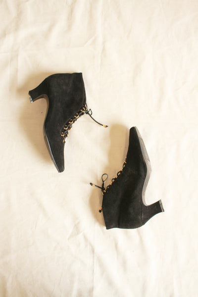 Black Suede Enzo Angiolini Lace Up Boots | 7.5