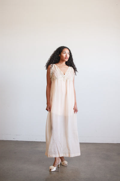 1920s Peach Silk Chiffon Lace Slip Dress