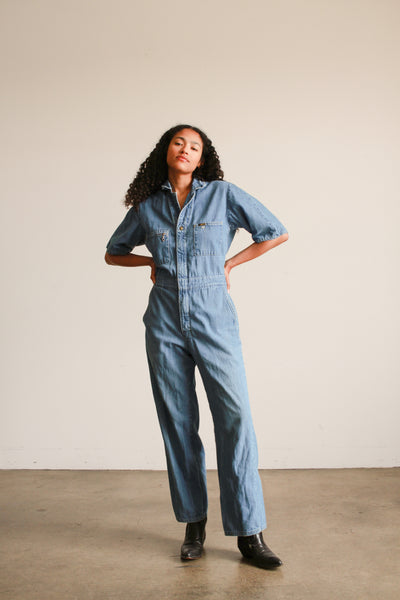 1970s Denim Workwear Jumpsuit