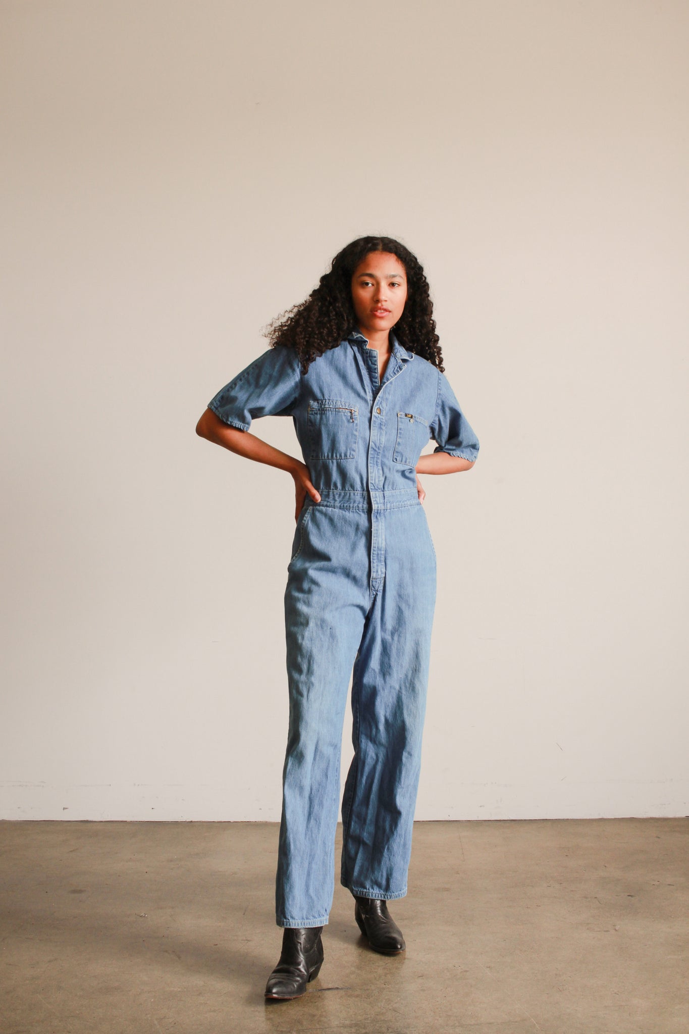 1970s Denim Workwear Jumpsuit