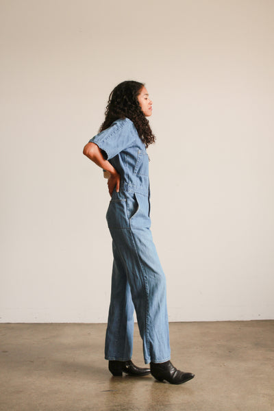 1970s Denim Workwear Jumpsuit