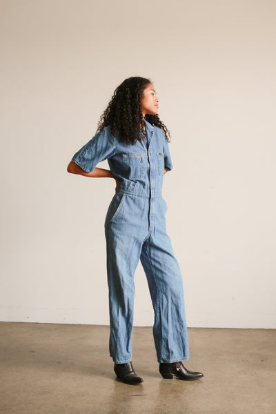 1970s Denim Workwear Jumpsuit