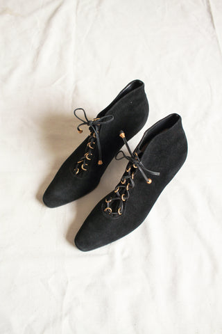 Black Suede Enzo Angiolini Lace Up Boots | 7.5