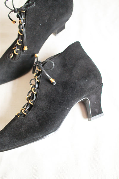 Black Suede Enzo Angiolini Lace Up Boots | 7.5