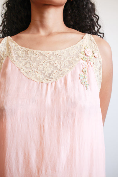 1920s Chas-A-Stevens & Bros Salmon Silk Slip Dress