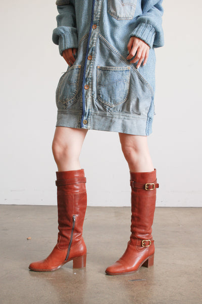 2000s Brown Leather Coach Buckle Boots | 6