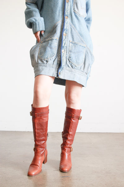 2000s Brown Leather Coach Buckle Boots | 6
