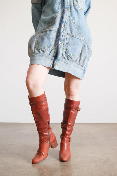 2000s Brown Leather Coach Buckle Boots | 6