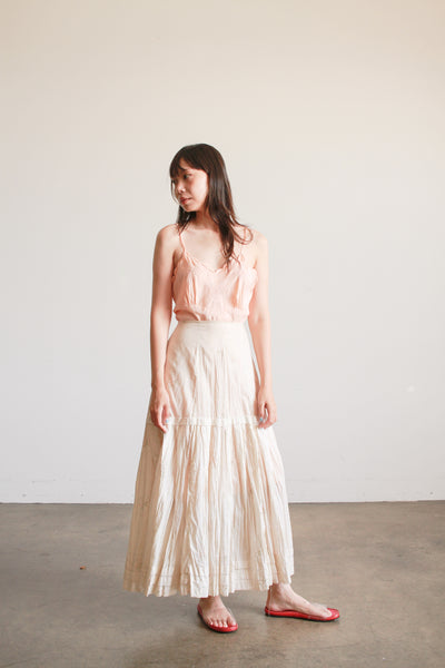 Edwardian Damask Floral Silk Maxi Skirt