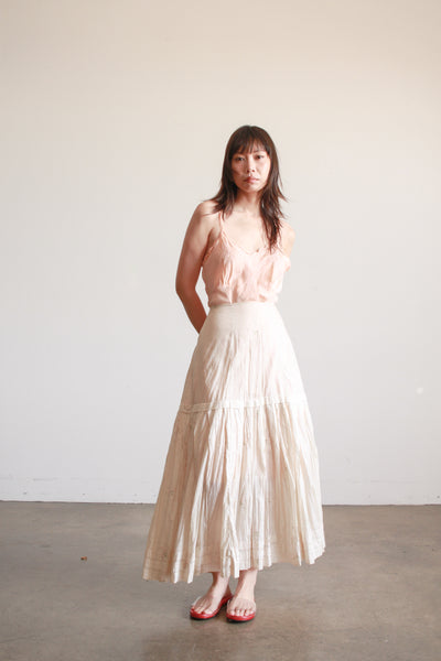Edwardian Damask Floral Silk Maxi Skirt