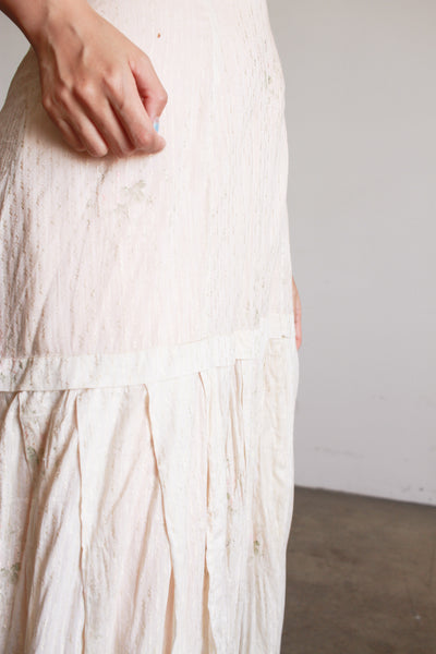 Edwardian Damask Floral Silk Maxi Skirt