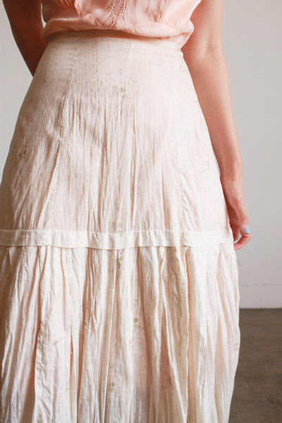Edwardian Damask Floral Silk Maxi Skirt