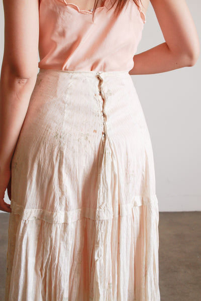 Edwardian Damask Floral Silk Maxi Skirt