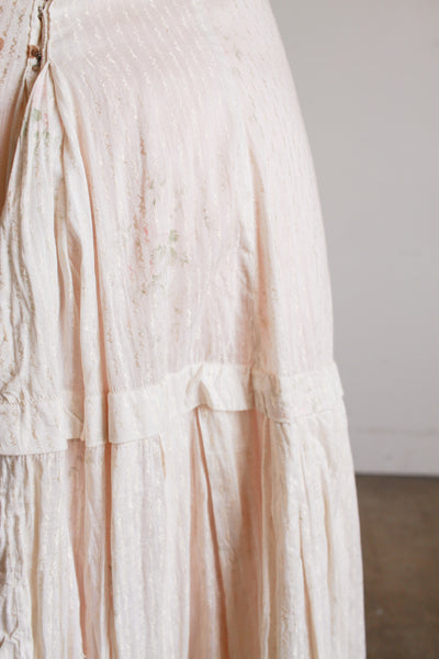 Edwardian Damask Floral Silk Maxi Skirt