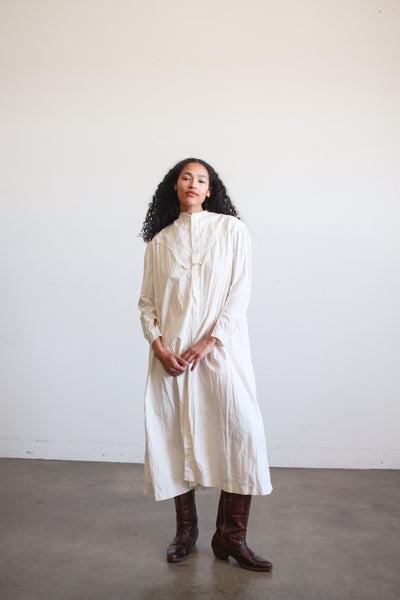 Victorian White Cotton Long Sleeve Dress