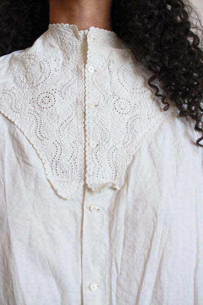 Victorian White Cotton Long Sleeve Dress