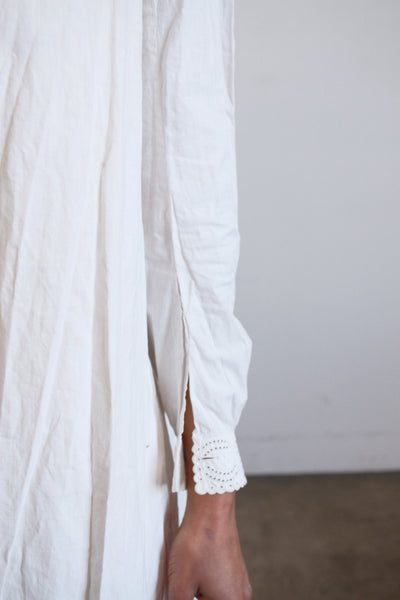 Victorian White Cotton Long Sleeve Dress