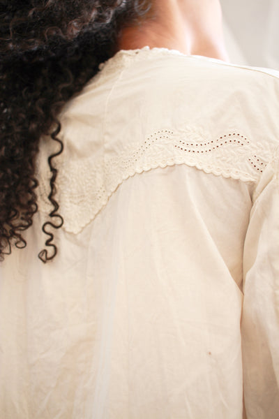 Victorian White Cotton Long Sleeve Dress