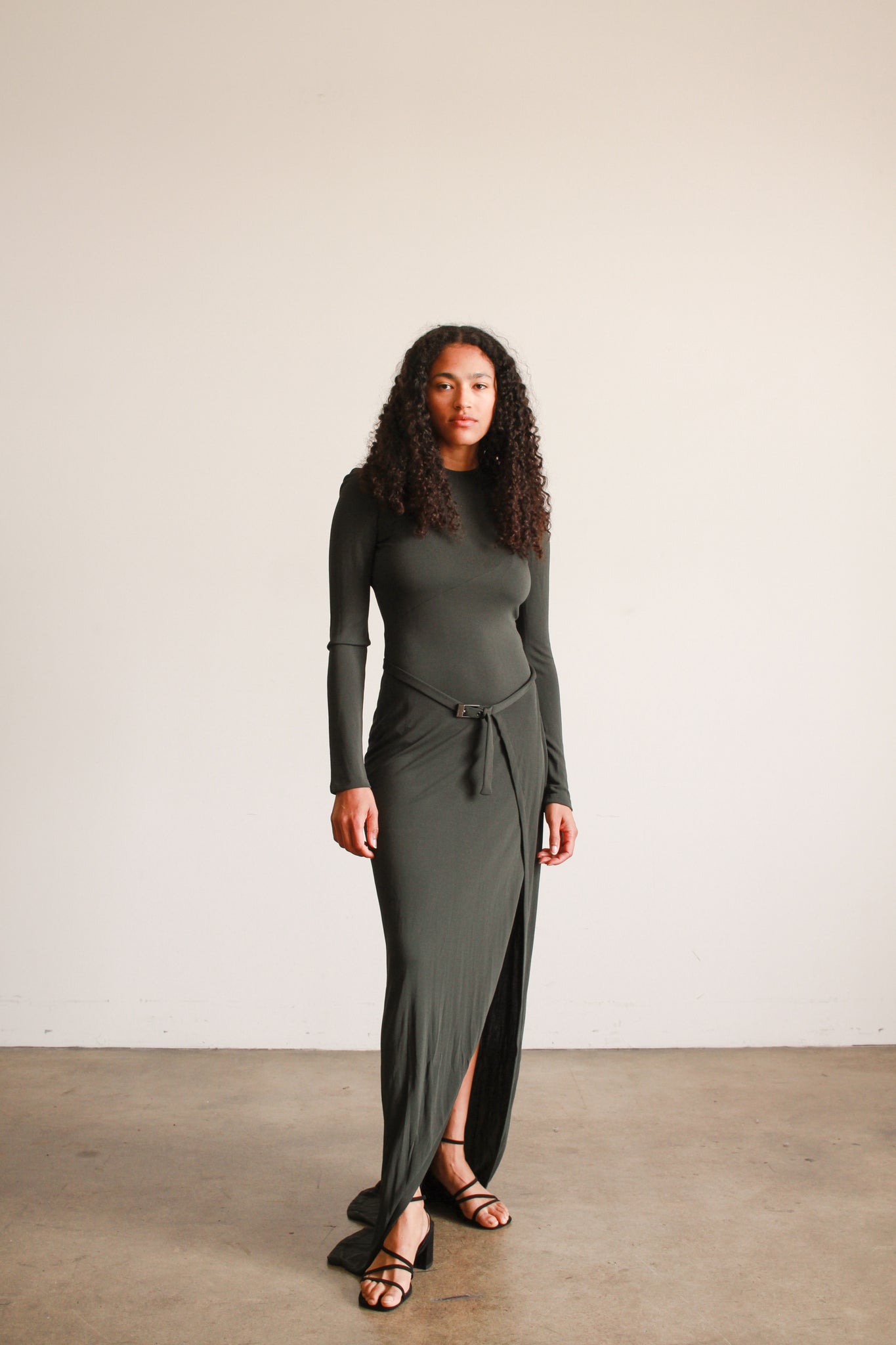 1990s Calvin Klein Jersey Knit Long Sleeve Dress