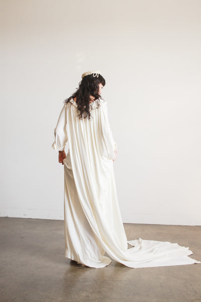 1960s Cream Cowl Neck Long Sleeve Dress