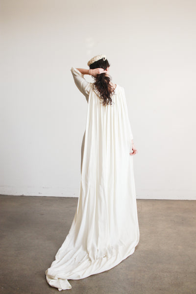 1960s Cream Cowl Neck Long Sleeve Dress