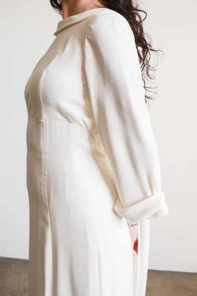 1960s Cream Cowl Neck Long Sleeve Dress – Blossom Vintage