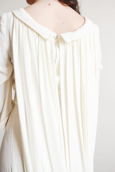 1960s Cream Cowl Neck Long Sleeve Dress