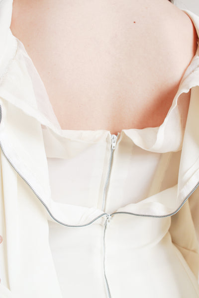 1960s Cream Cowl Neck Long Sleeve Dress