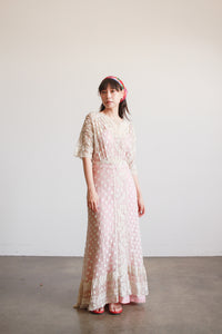 Edwardian Ecru Cotton Swiss Dot Lace Lawn Dress