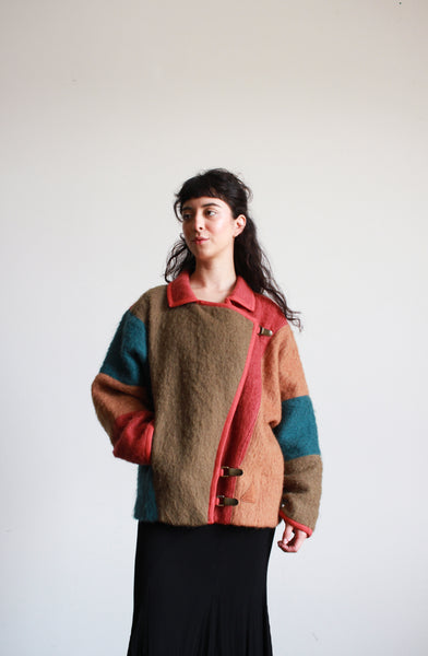 1980s Colorblock Mohair Oversized Coat