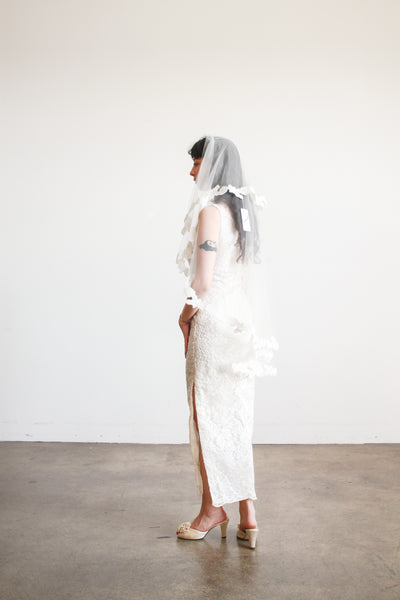 1960s Ivory Lace Trimmed Veil