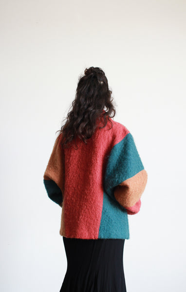 1980s Colorblock Mohair Oversized Coat