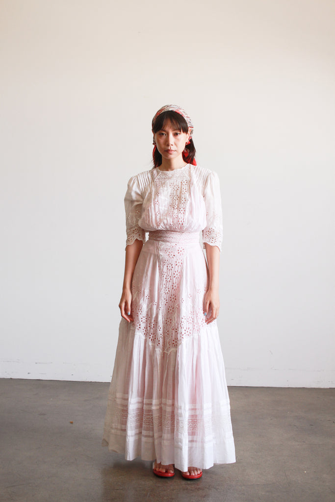 Edwardian White Cotton Eyelet Lawn Dress – Blossom Vintage